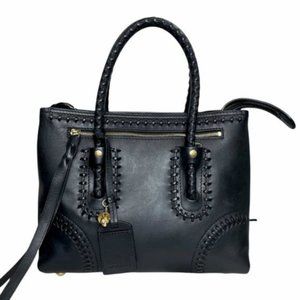 Alexander McQueen Black Leather Convertible Tote